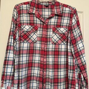 Eddie Bauer Red and White Plaid Shirt